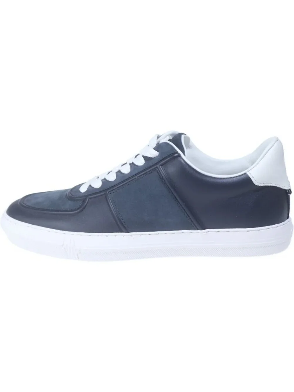 Moncler Neue York Leather Lace Up Low Cut Sneakers Navy